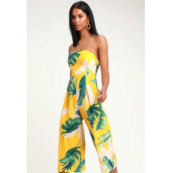 Lulus Pants - Lulus yellow rainforest blooms midi jumpsuit NWT